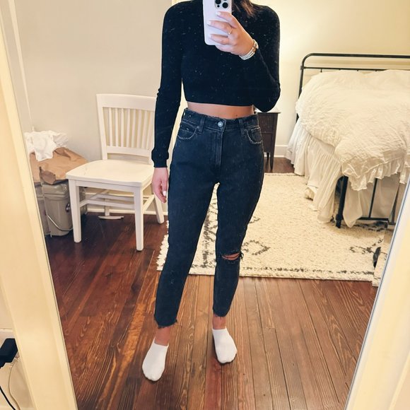 NWT Abercrombie & Fitch The Skinny High Rise Back Distressed Curve Love Jeans - Picture 2 of 14